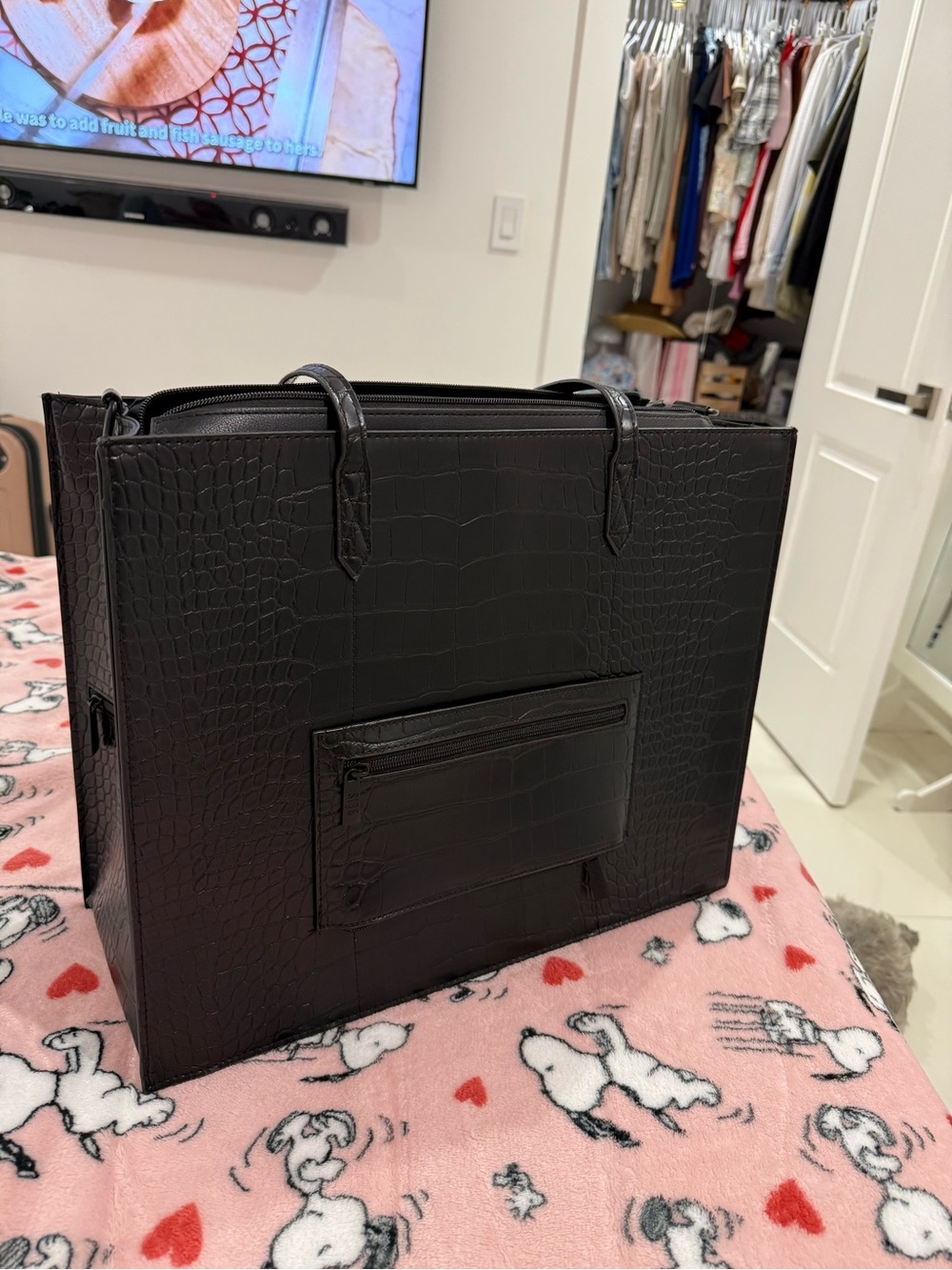 BEIS Black Croc-Embossed Tote - Picture 15 of 16